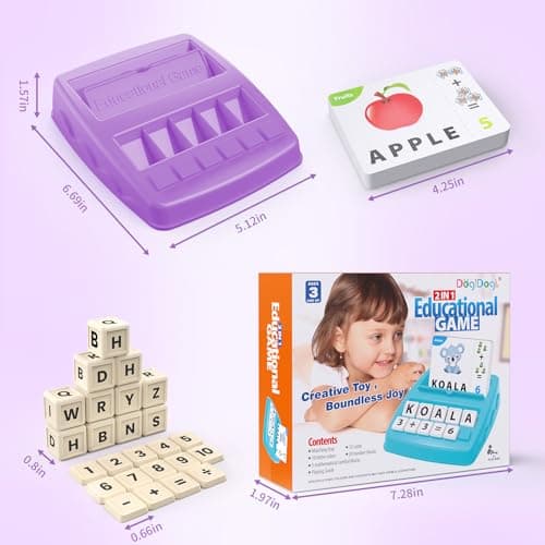 Matching Letter Games for Kids Ages 4-8,Learning & Education Toys for Preschool Boys Girls Spelling/Reading/Math Learning/Word Recognition,Birthday Gifts Educational Toys for Kindergarten Kids, Purple - Thumbnail 5