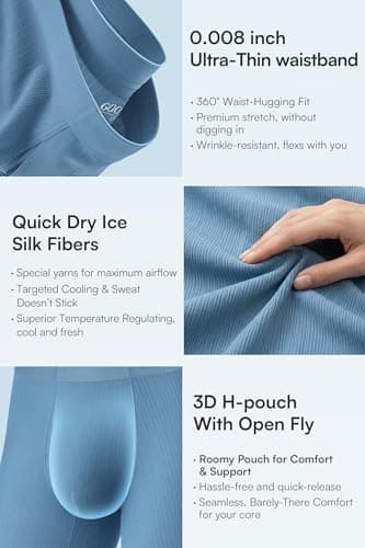 GOOTUCH Men's Breathable Cool Underwear, Moisture Wicking Odor Control Boxer Briefs, Seamless Thin Waistband & Quick Dry (2 Grey Blue, 2 Green,Small) - Thumbnail 6