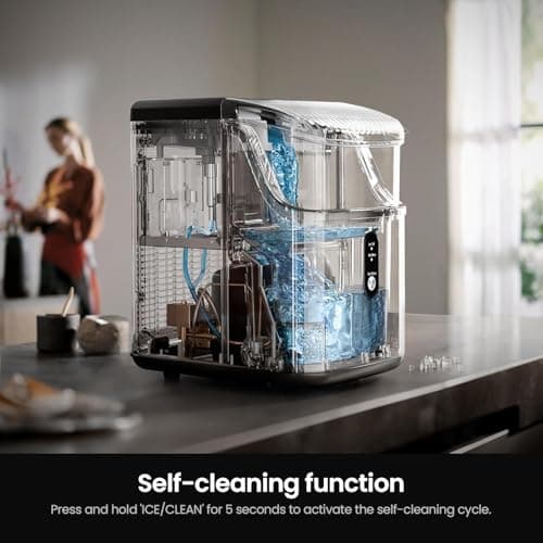 Kismile Nugget Ice Makers Countertop,Portable Ice Machine with Crushed Ice, 35lbs/Day,Self-Cleaning,One-Click Operation for Home Use(Silver) - Thumbnail 4