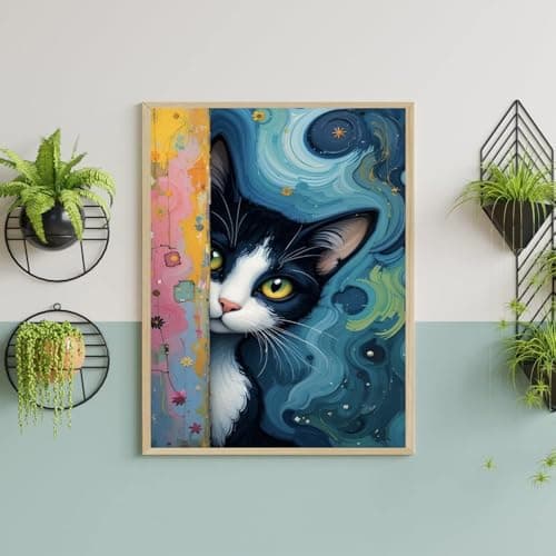 igoodom Cat Diamond Art Kits for Adults, Black Cat Diamond Painting Kit, Full Drill Round Diamond Art Kits, DIY Gem Art and Crafts for Home Wall Decor Gift 12x16inch - Thumbnail 5