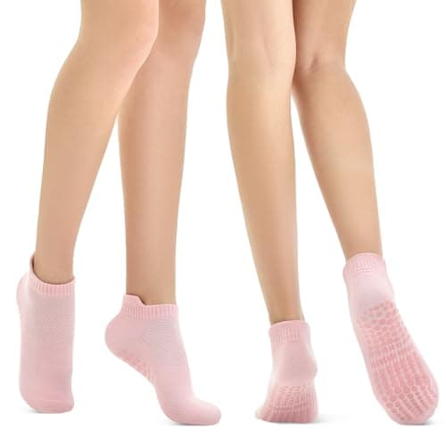 Walifrey Grip Pilates Socks, Yoga Socks with Grips for Women Non Slip (Black/White/Pink) - Thumbnail 2