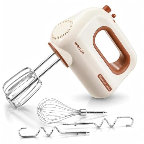 warran 300W Compact Lightweight Electric Hand Mixer, with Powerful Quiet DC Motor for Baking, Cake, Brownies, Cookie Dough, Ideal for Home Kitchen (White) - Image 1