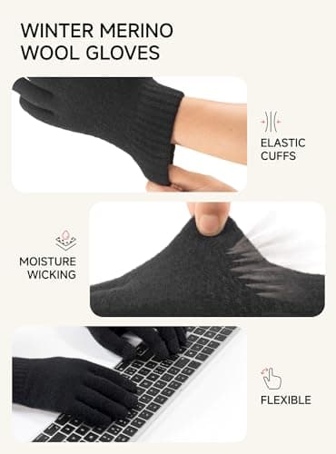 TRENDOUX Cashmere Warm Gloves - Women's Men's Cold-Weather Gloves, Stretchy Premium Fit for Ladies Girl Outdoor Activities Dark Gray M - Thumbnail 5