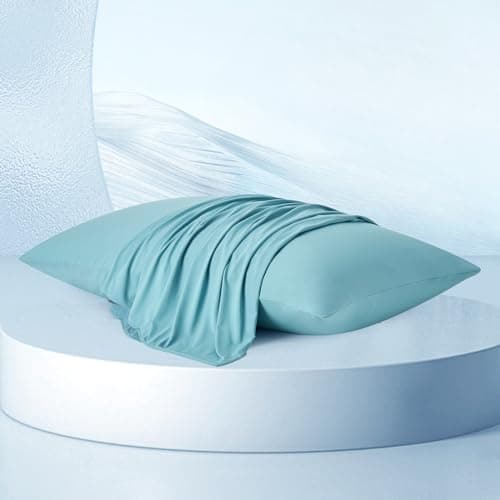 Dream Valley® Cooling Pillow Cases for Hot Sleepers, Softer Than Silk Pillowcase, Standard/Queen Size Set of 2, Breathable Mellow Sleep Pillow Covers for Deep Sleep, Dream Blue, 20''×30'' - Image 1