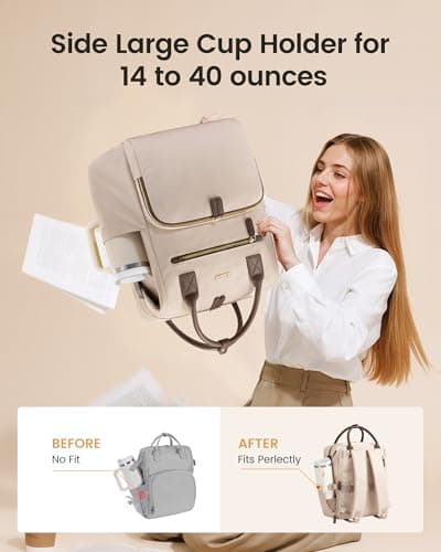 LOVEVOOK Laptop Backpack for Women & Men, Professional Teacher Work Commute Computer Bag with Separate Laptop Compartment, Water Resistant Business Travel Backpack for Office College Nurse, 17.3 Inch - Thumbnail 6