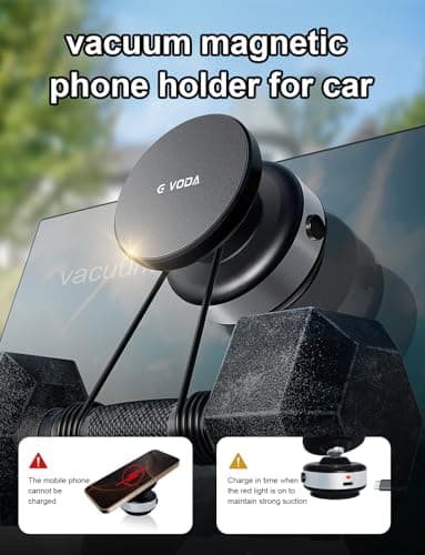 G VODA for Suction Phone Mount, 360° Electric Vacuum Magnetic Phone Holder,Only on Car/Gym/Mirror/Smooth Surface/Vlogging Travel,Content Creator Phone Holder Compatible with All Smartphones （Silver） - Thumbnail 3