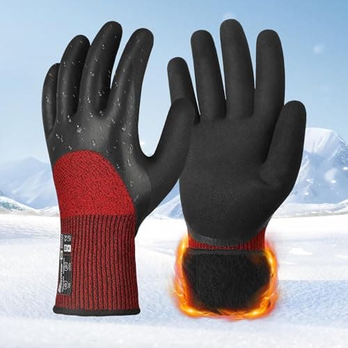Schwer 6 Pairs Winter Work Gloves with 3/4 Double-Dipped Coating, Thermal Insulated Gloves with Grip & Abrasion Resistance, ANSI A2 Cut Resistant Warm Glove for Cold Weather, Snow, L, CR3313 - Image 1