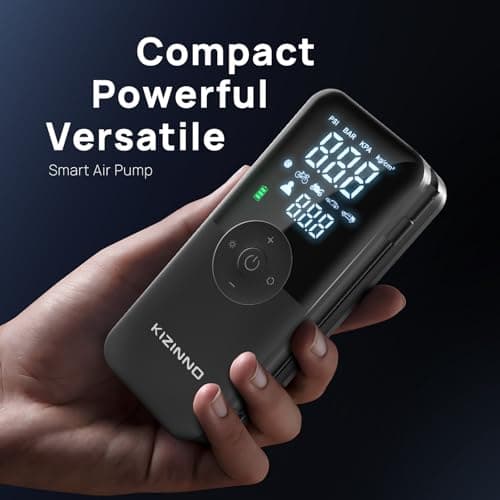 Electric Bike Pump Portable for Bicycle Tires, Compact Motor Air Pump - Fast Inflator 150PSI Smart Air Pump with Digital Pressure Gauge for Bike, E-Bike, Motorcycle with Presta and Schrader Valve - Thumbnail 4