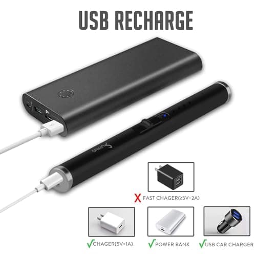 SUPRUS Lighter Electric Candle USB Type C Rechargeable Lighter with Upgraded LED Battery Display Safety Switch Flameless Plasma Windproof for Cooking BBQs Fireworks - Thumbnail 5