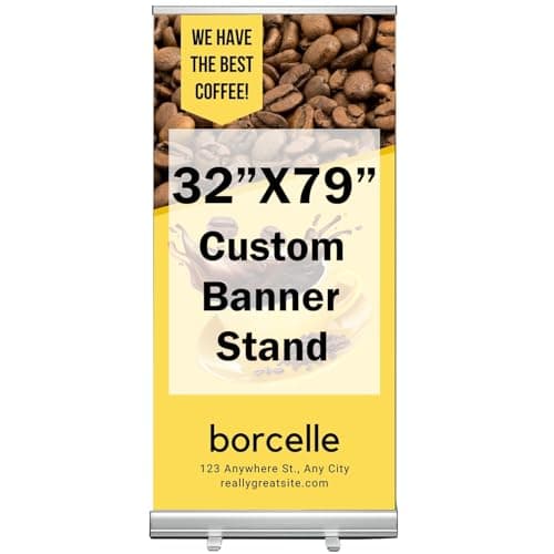 YIXIMOX Custom Retractable Banner Stand with Carrying Bag - 32" x 79" Personalized Roll Up Display for Business Advertising & Trade Shows - Professional Layout Service Included - High Definition Custom Vinyl Sign (80x200cm)