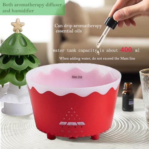 Raindrop Humidifiers for Bedroom, Small Humidifier, Aromatherapy Essential Oil Diffuser,Essential Oil Diffuser with Atmosphere Light, Humidifier with 4 timers,Suitable for Bedroom,Gym,Yoga Room - Thumbnail 6