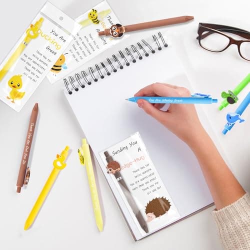 Auch Employee Appreciation Gifts Bulk – 30 Pack Inspirational Animal Ballpoint Pens with Funny Thank You Cards for Coworkers, Teachers, Team & Staff (Multicolor) - Thumbnail 5