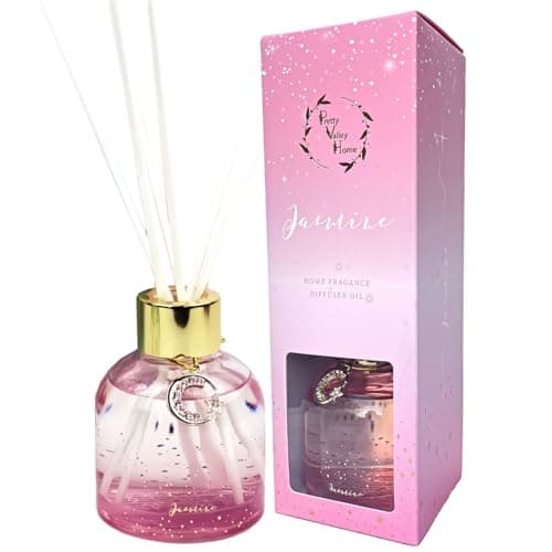Reed Diffuser Set, Pretty Valley Home Diffuser 80Ml / 2.7 fl OZ Gift Box - Includes Reed Diffuser Sticks, Long Lasting Fragrance Oil and Glass Bottle for Office Living Room Decor (Jasmine) - Image 1