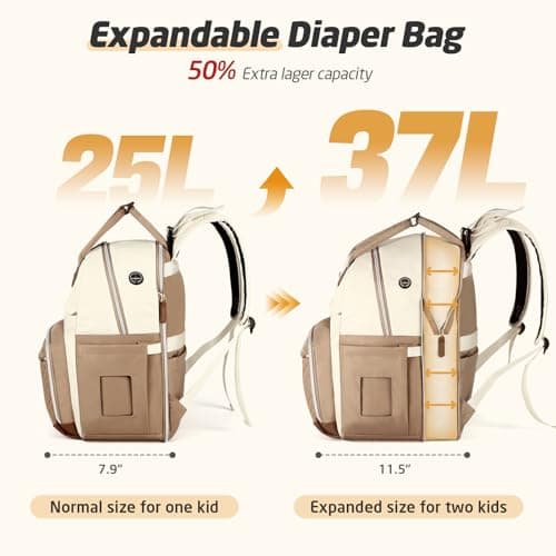Tonyeee Diaper Bag Backpack, Extra Large Baby Diaper Bag for 2 Kids Twin - Thumbnail 2