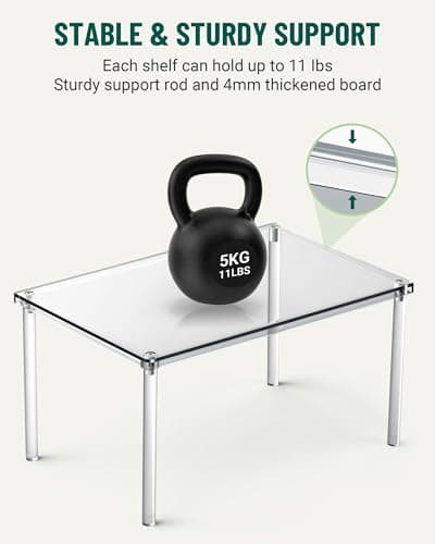 Bobomoment Acrylic Cabinet Organizer, Set of 2 Shelf Organizer, Spice Rack Organizer for Cabinet, Desk Countertop Organizer, Stackable Shelves for Pantry Kitchen Storage and Organization - Thumbnail 6