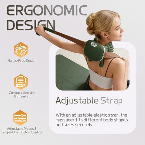 QIUSZS Neck Massager Neck and Shoulder Massager with Heat, Simulated Real Human Hand Gripping Massage, Portable Wellness Gifts for Women Men Mom Dad Teachers - Thumbnail 3