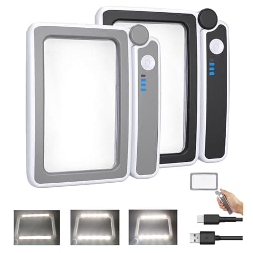 2 Pack Magnifying Glass with Light, Rechargeable Page Magnifier with 3 Light Modes Magnifying Glass for Reading Folding Handheld Lens with Clean Cloth Items for Grandma Grandpa Seniors Book Lovers - Image 1
