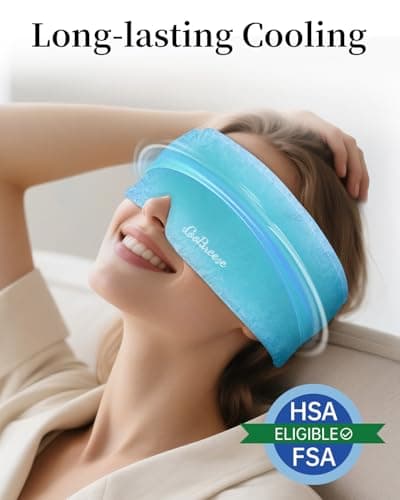 Cooling Eye Mask for Puffy Eyes, Headache and Migraine Relief Gel Eye Mask, for Headache, Puffiness, Eye Strain, Sinusitis & Post-Surgery Care – Large Soft Reusable Cold Eye Compress (Pale Blue) - Thumbnail 5