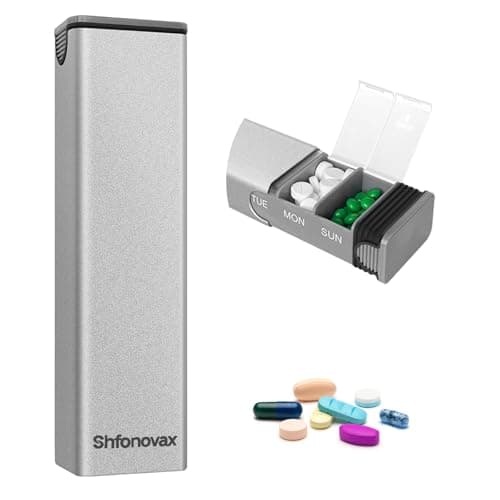 Weekly Metal Pill Organizer, Large Capacity 7 Day Travel Pill Organizer, Easy Open Secure Pill Box for Adults & Seniors, Vitamins & Supplement Case (Silver)