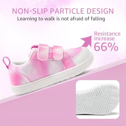 STQ KIDS Wide Toe Box Toddler Barefoot Shoes Girls Sneakers Lightweight Kid Tennis Shoes Non-Slip Zero Drop First Walking Shoe for School Sports Tie-Dye Pink Toddler Size 6 - Thumbnail 6