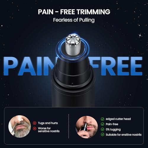 SUERBEATY Nose Hair Trimmer for Men Rechargeable, Electric Nose and Ear Hair Trimmer, Professional Nose Clipper, LED Display, Waterproof, Portable Travel Size, Painless, Black - Thumbnail 6