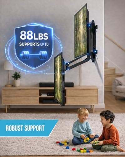 Motorized Fireplace TV Wall Mount for 32 to 75 inch Screen up to 88 lbs, Drop Down TV Mount Height-Adjustable, Black - Thumbnail 6