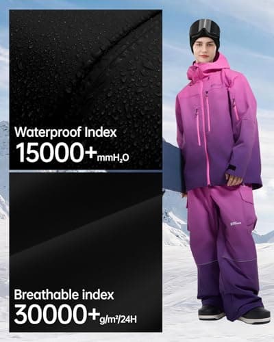 HIGH EXPERIENCE Snowboard Jacket Womens Baggy Ski Coat Waterproof Windproof Insulated Warm Winter Snow Coat (US, Alpha, Medium, Regular, Regular, Purple) - Thumbnail 4