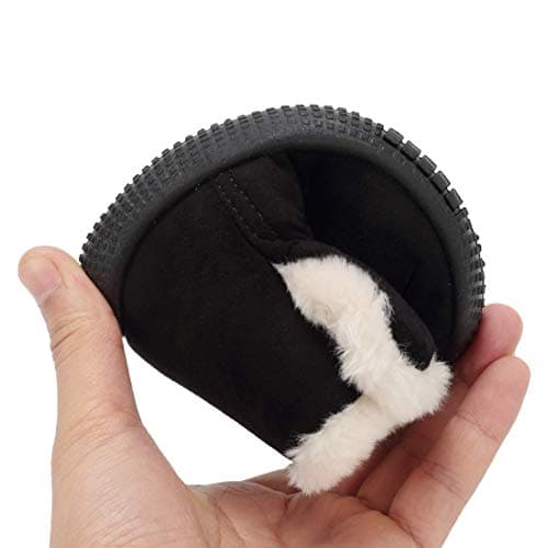 KEESKY Snow Boots for Baby Boys Black Fur Lined Warm Winter Shoes Size 6 M Toddler - Thumbnail 5