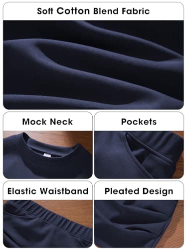 EXLURA Womens 2 Piece Skirt Sets Long Sleeve Mock Neck Sweatshirt Skort Matching Set Casual Airport Travel Spring Outfits - Thumbnail 6