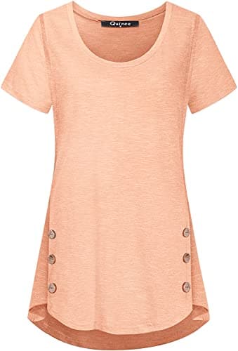 connche Maternity Tops and Blouses, Quinee Women Scoop Neck Cap Sleeve Summer Loose Fashion Nursing Tunic for Leggings Breastfeeding Pumping Clothes Knitting Basic Tee Shirts Coral - Thumbnail 2