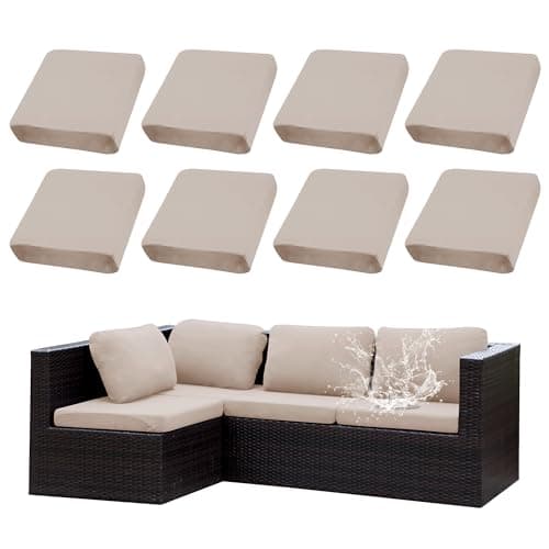 SUKAIKEQA Outdoor Cushion Covers Set,8PCS Waterproof Patio Furniture Couch Seat Slipcovers, Replacement for Sofa Sectional Chair(Cover，Only)