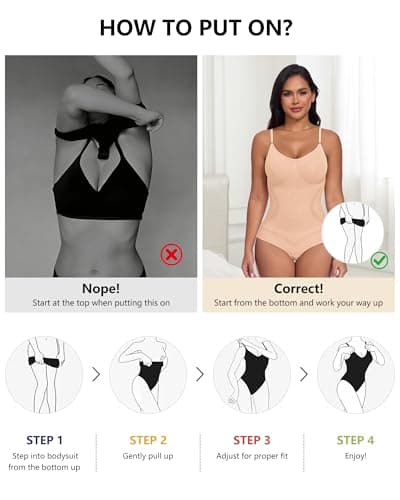 Xcutting Women's Shapewear Bodysuit Tummy Control Seamless Body Shaper Smooths & Lifts Waist Shaping Comfortable Everyday Wear Jumpsuit (Beige Brief, Medium) - Thumbnail 4