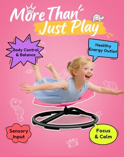Oranmew Turtle Spinning Chair for Autistic Kids – Sensory Spinning Toy, Spin Chair for Kids Autism, Sensory Swivel Seat for Balance, Coordination, Focus & ADHD Support, Autism Sensory Products (Pink) - Thumbnail 4