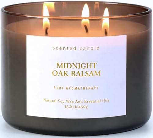 Midnight Oak Balsam 3-Wick Scented Candle | Balsam & Cedar Forest Aromatherapy Candle for Home | 15.8 oz Large Calming Soy Candle | Clean Burn, Long Lasting | Gift for Men & Women - Image 1