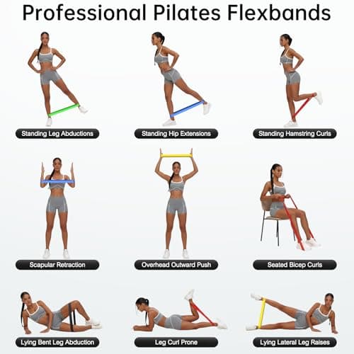 Resistance Bands for Working Out, 5-Pack Elastic Exercise Bands for Strength Training, Stretching, Workout; Home Gym Equipment for Women Men, Pilates Yoga Physical Therapy, Leg Glute Arm Exercise Kit - Thumbnail 2