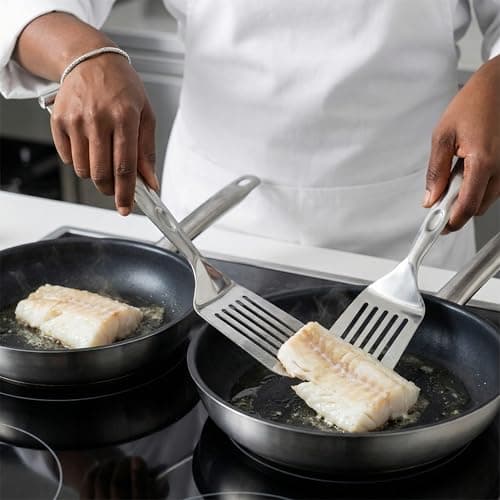 Professional 2-in-1 Spatula Tongs, Detachable 304 Stainless Steel Kitchen Tongs for Cooking, Heavy Duty Meat Spatula for Flipping Steak, Fish, Eggs, Dishwasher Safe, 10.2 Inches - Thumbnail 3