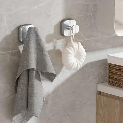 MOTAIPEAK Suction Cup Hooks for Shower, Shower Hooks for Inside Shower, No Drill Strong Hold Towel Hooks, Waterproof Removable Hooks for Bathroom Wall, Glass, Tile, Door – Silver (4 Pack) - Thumbnail 4