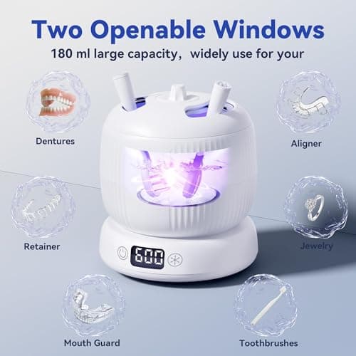 JEDIA Ultrasonic Retainer Cleaner Machine with 4 Modes – 45kHz 180ML Ultrasonic Cleaner for Retainer,Denture,Mouth Guard,Ring,Jewelry,Leak-Proof Detachable Tank & Base, Easy-to-Clean - Thumbnail 6