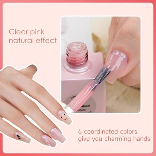 BUBU CANDY 6-Piece Gel Nail Polish Set, Pink Collection 15ml Each, Professional Manicure Essentials, Non-Toxic & Easy Application, Nude Gel Nail Polish for DIY & Salon Use - Thumbnail 5