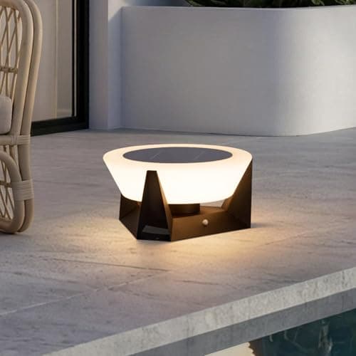VZVI Solar Lanterns Outdoor, 3000K LED Medium Solar Floor Lamp Waterproof with IP54, Dusk to Dawn Outdoor Floor Lamp, E26 Lantern for Porch, Modern Dimmable Lantern for Patio Deck Yard, Garden Lights - Image 1