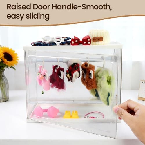 Clear Doll Wardrobe Storage Box Compatible with Labubu 15/17cm Doll Clothes & Accessories, Clear Display Box Shelf, Includes 10 Hangers, 1 Rod & 2 Supports, Stackable - Thumbnail 5