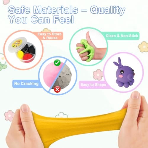 Air Dry Clay for Kids, 12 Animals Modeling Clay Kit with 8 Sculpting Tools and Clear Acrylic Sheet, Soft & Non-Sticky, Safe & Non-Toxic Magic Clays, DIY Arts & Crafts Creative Gift for Boys & Girls - Thumbnail 4