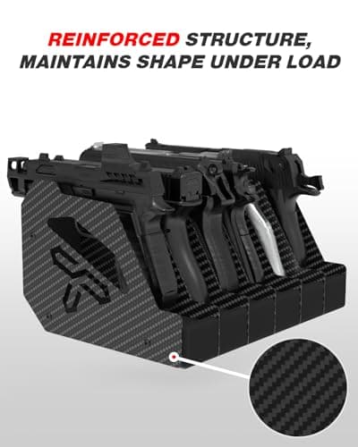 Shapakine Real Carbon Fiber 6-Slot Pistol Rack for Gun Safe - Ultra-Lightweight & Rigid Handgun Organizer - Premium EVA Foam Anti-Scratch Firearm Holder for Cabinet & Display Gun Storage Solutions - Thumbnail 4