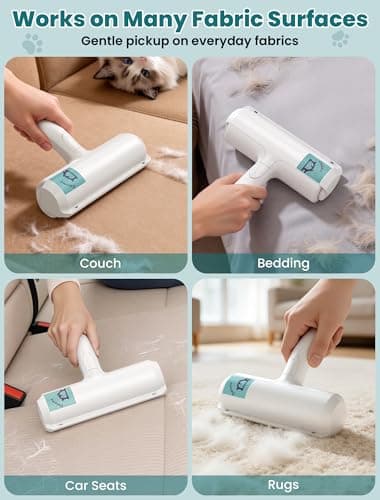 DELOMO Pet Hair Remover Roller: Reusable Lint Roller with Large Fur Bin - Portable Cat and Dog Hair Remover for Couch, Bedding, Car, Rugs & Furniture, Effective and Eco-Friendly, for Multi-Pet Homes - Thumbnail 5