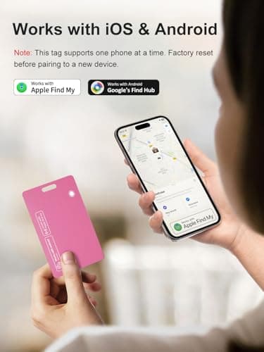 AI.QVOKA Tracking Card for Apple & Android, Credit Card Tracker for Wallet Works with Apple Find My & Google's Find Hub (Pink, 1 Pack) - Thumbnail 2