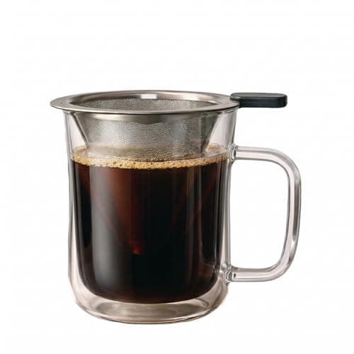 NANSPATH Single Serve Immersion Coffee Maker, Borosilicate Glass Pour Over Coffee Cup with Reusable Stainless Steel Filter, Pour Over Coffee Makers, for Home Office Travel (320, Milliliters) - Image 1