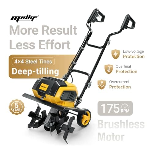 40v Cordless Brushless Rototiller Compatible with Dewalt 20V Battery(Tool Bare), 14.2in Electric Garden Tiller Cultivator, 8.7in Depth, Foldable, Adjustable Wheels for Lawn, Soil Prep, Grass Reseeding - Thumbnail 4