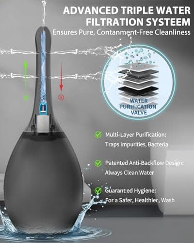 Enemas Anal Douches for Men Women - Enema Bulb with Soft Silicone Nozzles,Anti Backflow Shower Douche Enema Kit,Feminine Care Shower Enema Douche Kit Cleaner Flusher,Shower Tube Connectable,Black - Thumbnail 4