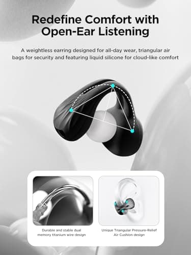 HAKII Open Ear Wireless Earbuds, Bluetooth 5.4 Ergonomic Clip on Bluetooth Earbuds with Stereo Sound/ENC, Touch Control Open Ear Headphones, IPX5 Waterproof Running Headphones for Sports, Fitness - Thumbnail 3