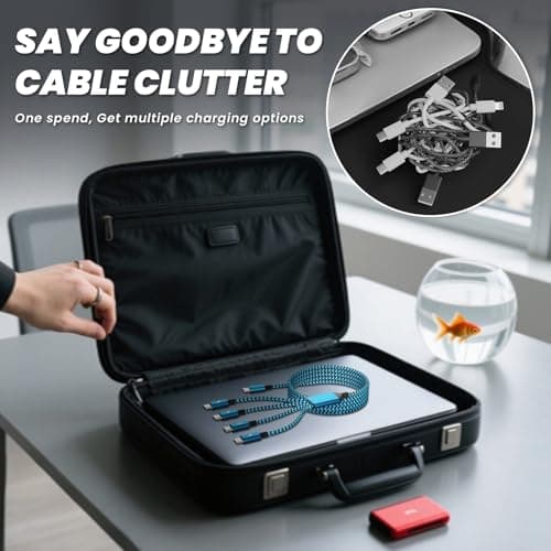 Travle USB C 4 in 1 Charging Cords,FourType C Ports Mulit Charging Cable, Universal Charging Cables for All Devices,Travle Charger Cord for iPhone Series/Samsung/Tablets/PS,Blue - Thumbnail 5